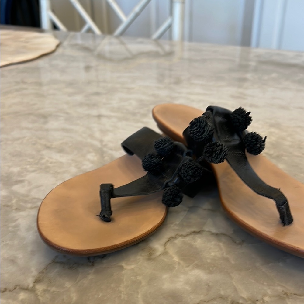 Loeffler Randall Black pom pom Detail sandals size 7 1/2